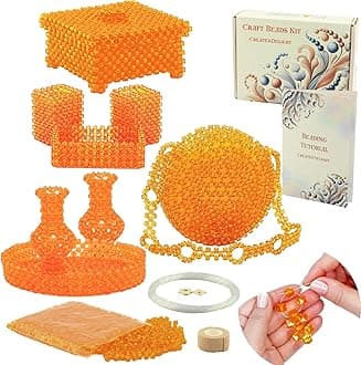 Arts and Crafts for Adults: Craft Supplies for Weaving Beaded Cute Things. DIY Kits for Adults - Hobbies for Women, Teen Gifts. Bead Kit Art Supplies. Step-by-Step Video Tutorial. Orange