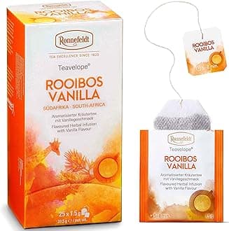 Ronnefeldt Teavelope Rooibos Vanilla Chai – Naturally Caffeine-Free South African Red Herbal Tea with Natural Orange & Vanilla Flavor – 25 Individually Wrapped Tea Bags