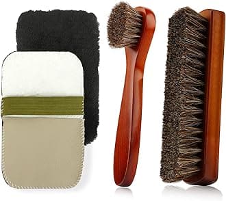 Shoe Brush, 3 Pieces Horsehair Shoe Brush, Shoe Cleaning Brush, Horse Hair Brush for Leather Cleaner Brush with Shoe Shine Cloth Leather Shoes Boot Cleaning Brush Care Clean Dauber Applicators