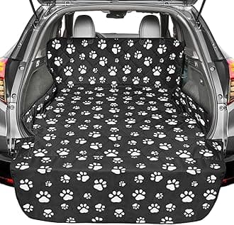 SUV Cargo Liner for Dogs, Upgraded Extra Large Water Resistant Pet Cargo Cover Dog Seat Cover Mat for SUV Sedans Vans with Bumper Flap for Full-Size SUVs Vans, Paw Print