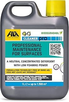 FILA Surface Care Solutions, CLEANER PRO, Concentrated Neutral Detergent - Up to 40 Washes - Hard Floor Cleaner Liquid for Floor Tiles in Marble, Porcelain, Stone etc, Laminate Floor Cleaner, 1L