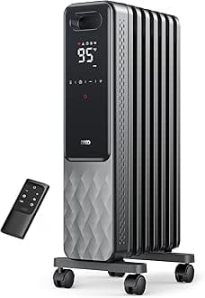 DREO Oil Filled Radiator, Electric Radiant Heaters for indoor use Large Room with Remote Control, Child Lock, 4 Modes, Overheat & Tip-Over Protection, 24h Timer, Digital Thermostat, Quiet, 1500W