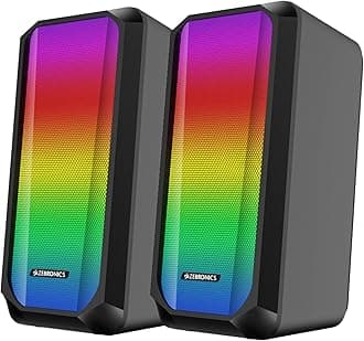 Zebronics Zeb-Fame 1 USB Powered 2.0 Speaker with 10W RMS Output, 7 RGB Modes, LED Control Switch, Volume Control, 3.5mm Input, Compatible for Computers and Laptops Black