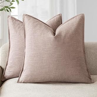 - Foindtower Set of 2, Decorative Linen Soild Throw Pillow Covers Soft Accent Euro Cushion Case Boho Farmhouse Pillowcase for Chair Couch Sofa Bedroom Living Room Home Decor 20 x 20 Inch Dusty Pink