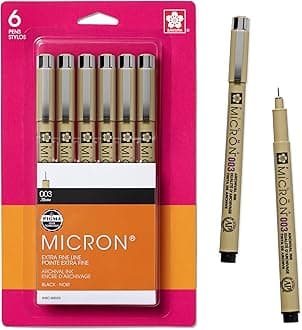Sakura Pigma 50033 Micron Blister Card Ink Pen Set, Black, 003 Black 6CT