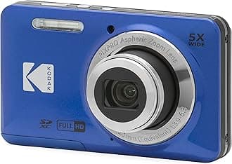 Kodak PIXPRO FZ55 Digital Camera, Compact Point & Shoot with 16MP Sensor, 5X Optical Zoom, 28mm Wide Angle, 1080p Video, Blue