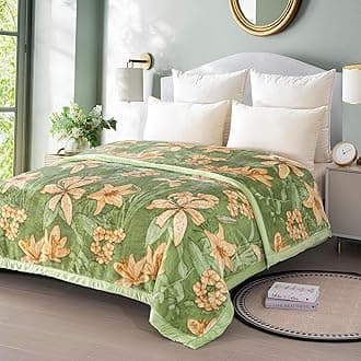 LGYKUMEG 11 lbs Heavy Korean Mink Blanket King Size, Thick Winter Fleece Blanket for Bed – Silky Soft & Warm, 2-Ply Reversible Raschel Blankets, Green, 220x240cm (11 lbs / 5 kg)