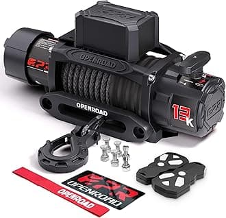 OPENROAD 13000 lb Winch,12V Electric Winch with 3/8"×85' Synthetic Rope-Panther Series 3S,2×Wireless Winch,IP68 Waterproof Rating Compatible with 12,000 lbs Winch for Truck,Jeep Wrangler and More