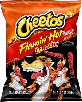 Cheetos Flamin Hot Crunchy Snacks - Cheese Flavoured, 226.8g