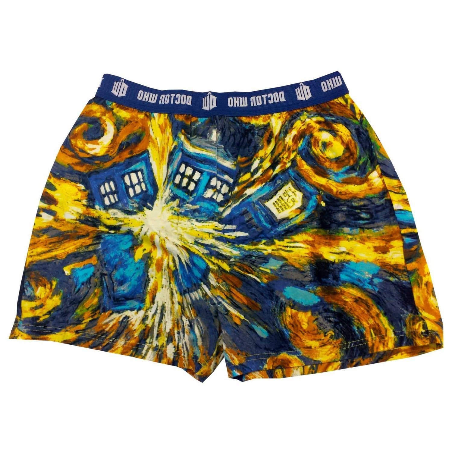 Doctor Who Van Gogh Exploding Boxer, Blue, Small