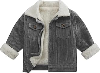 Toddler Boy Winter Corduroy Jacket Baby Girl Fall Sherpa Lined Outwear Coat