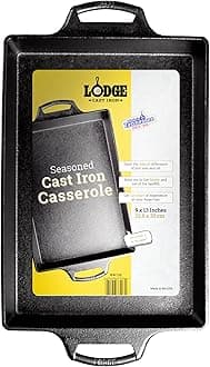 Lodge BW13C 9 x 13-Inch Seasoning Cast Iron Casserole, 9 x 13-Inch, Black