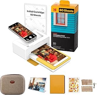 KODAK Dock Plus 4PASS Instant Photo Colour Printer (4x6) + 90 Sheets Gift Bundle, Multicolor
