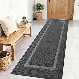 OLANLY Front Door Mat Indoor Outdoor Entrance, Waterproof All-Season, All-Weather Doormat, Sturdy Natural Rubber, Fade Resistant, Low Profile, Easy Clean Patio Porch Entryway Mat, 71x23, Grey