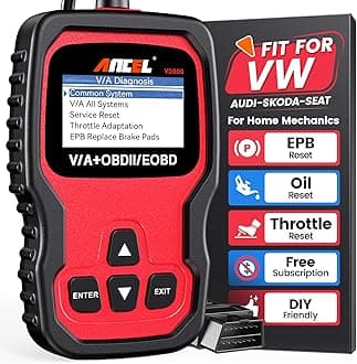 ANCEL VD500 OBD2 Diagnostic Scanner fit for Volkswagen VW Audi Skoda Seat Diagnosis, Check Engine Light EPB ABS SRS Code Reader, Oil Throttle Position Adaption Brake Pad Reset Tool