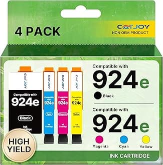 924XL 924 XL Ink Cartridges for HP 924 Ink Cartridge 924e Multipack Compatible with HP OfficeJet Pro 8120 8122 8123 8125 8128 8130 8132 8133 8134 8135 (4-Pack, Black Cyan Magenta Yellow with Chips)