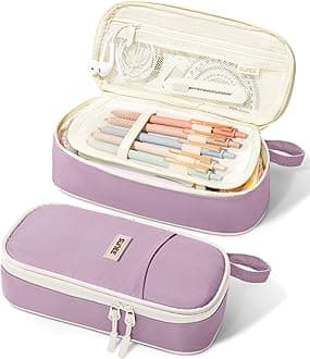 SUNEE Cute Pencil Case, Aesthetic Pen Pouch, Colored Large Pencil Bag with Zipper, Kawaii Stationery Storage and Organizer, School Supplies for Teen and Adult Girls, Purple