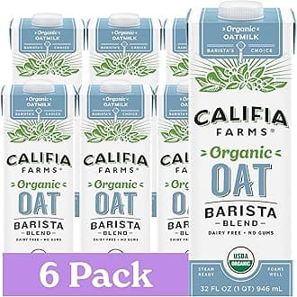 Organic Oat Barista Blend, 32 oz (Pack of 6), Shelf Stable, Dairy Free, Plant Based, Vegan, Non GMO, Organic Milk, Creamer, Milk Frother, Oatmilk