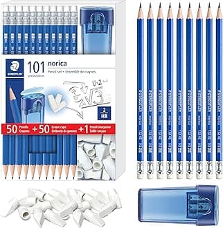 STAEDTLER Norica Pencil Set With Eraser Caps and Sharpener, 101ct