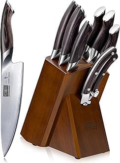 8-Piece Kitchen Knife Set, Japanese High Carbon Super Steel Knife Sets with Block, Professional Ultra Sharp Chef Knife Set with Scissors