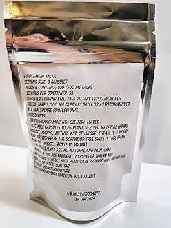 Moringa Oleifera Leaf Capsules Non GMO - Herbal Supplement - 100% Pure Leaf Powder! (100) - Made Fresh ON Demand!