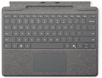 Microsoft Surface Pro Keyboard for Surface Pro 9 and 8 with Pen Storage, Alcantara Material, Platinum