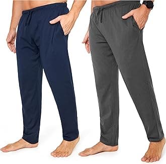 CityComfort Mens Pyjama Bottoms - Jersey Lounge Pants with Pockets, Pack of 2
