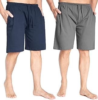 Mens Pyjama Shorts - Comfy Lounge Shorts with Pockets Pack of 2