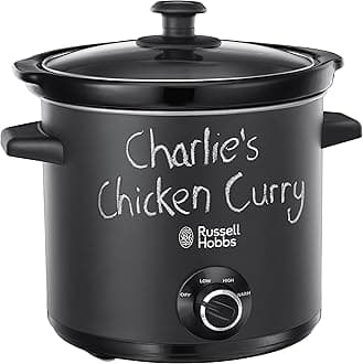 Chalkboard 3.5L Electric Slow Cooker - Cooks upto 4 portions, 3 heat settings, high/low/keep warm, Removable ceramic pot for easy cleaning, Glass lid, Energy saving, 200W, 24180