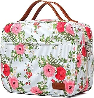 Bosidu Hanging Travel Toiletry Bag,Large Capacity Cosmetic Travel Toiletry Organizer for Women with 4 Compartments & 1 Sturdy Hook,Perfect for Travel/Daily Use/Christmas, Q-Floral Print