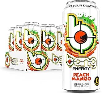 Bang Energy Peach Mango, Sugar-Free Energy Drink, 16-Ounce | Pack of 12