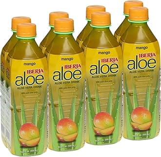 Iberia Aloe Vera Drink With Aloe Vera Pulp, Mango, 16.9 Fl Oz (Pack of 8)