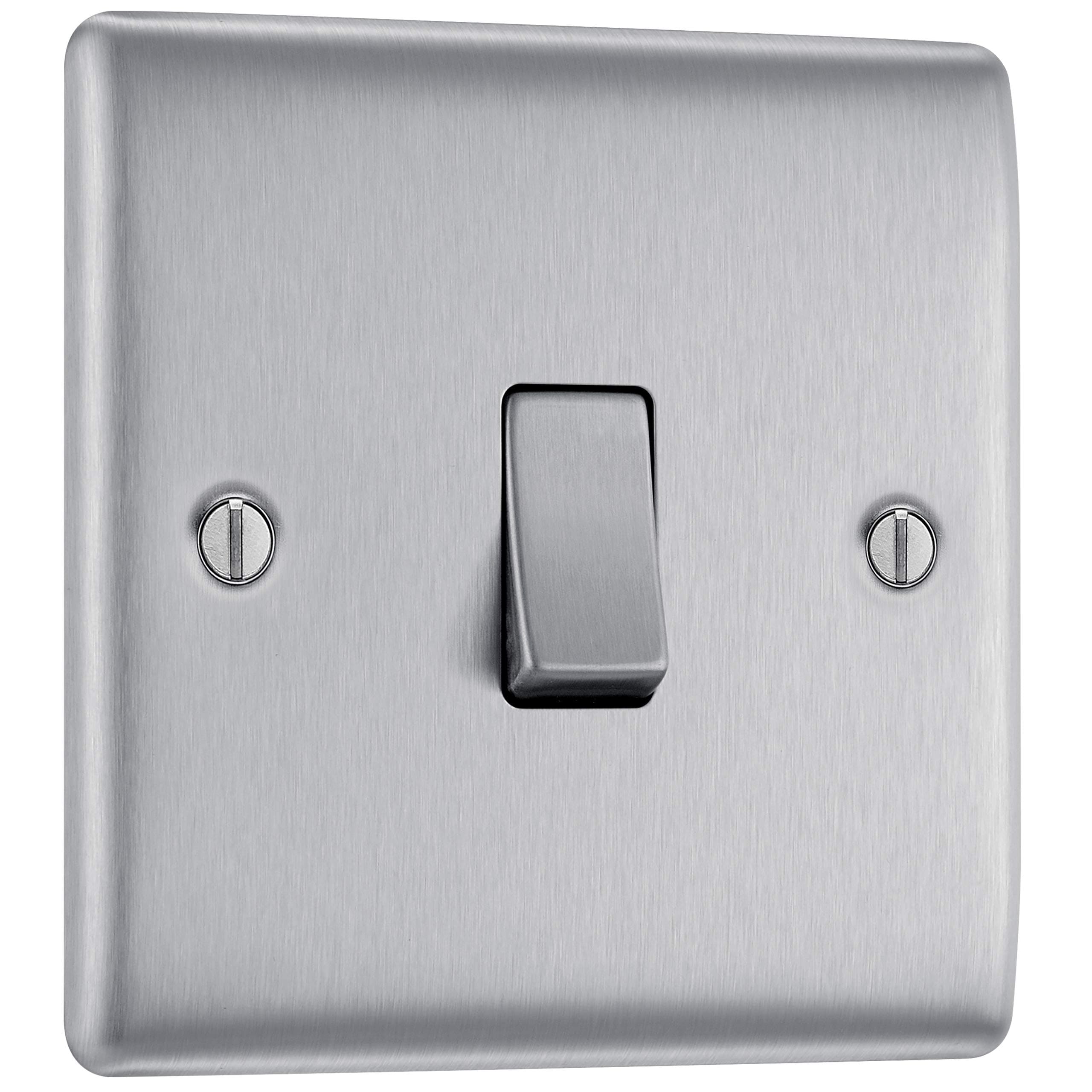 BG Electrical Single Wall Light Switch, 2 Way, Raised and Slim Profile, Round...