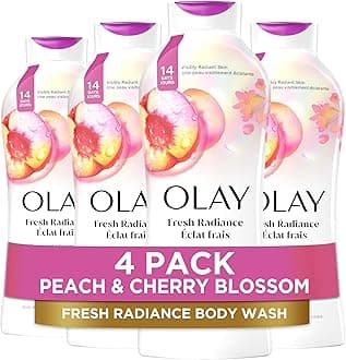 Olay Fresh Outlast Paraben Free Body Wash with Energizing Notes of Peach and Cherry Blossom, 22 fl oz, Pack of 4