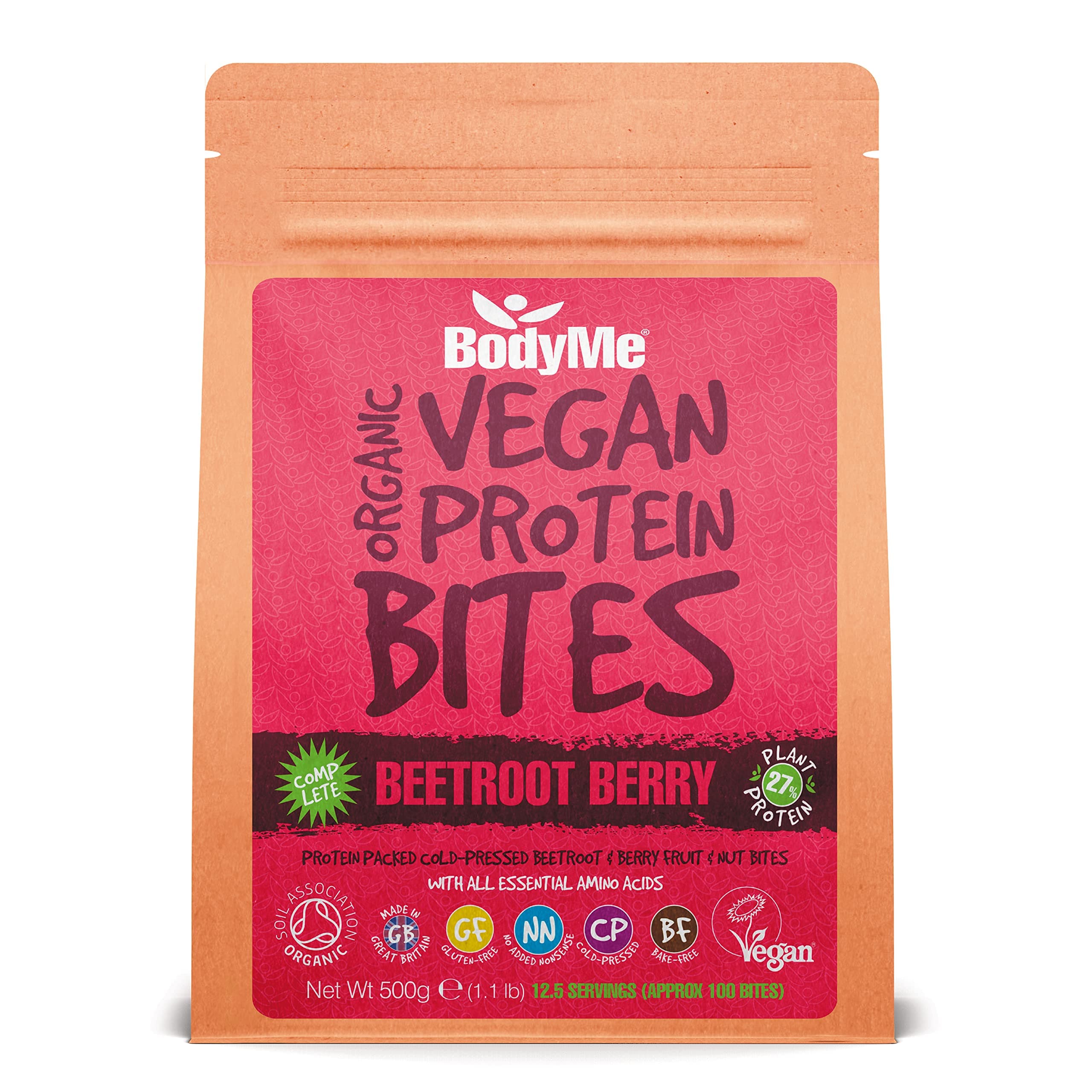 BodyMe Organic Vegan Snack Bites, Raw Beetroot Berry
