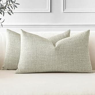 JOTOM Set of 2 Cushion Covers 30x50 cm Linen Decorative Throw Pillow Covers 12x20 Inch Lumbar Cushion Case Home Decor Pillowcases for Couch Sofa Living Room Bed (Khaki)