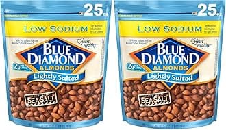 Blue Diamond Almonds Low Sodium Lightly Salted Snack Nuts, 25 Oz Resealable Bag (Pack of 2)