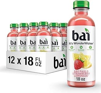 Bai Antioxidant Infused Water Beverage, São Paulo Strawberry Lemonade, with Vitamin C and No Artificial Sweeteners, 18 Fluid Ounce Bottle, 12 Pack