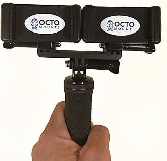 Dual Device Hand-Held Stabilizer for Cell Phone or GoPro Camera. Compatible with iPhones, Samsung Galaxy, HTC, etc.