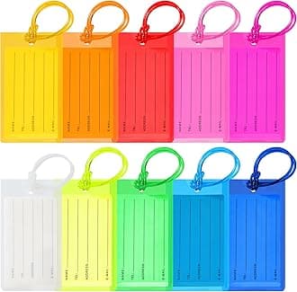 10 Pack Luggage Tags for Suitcases, Airplane Travel Essentials for Flying, International Travel Must Haves, and Luggage Accessories by Sodsay