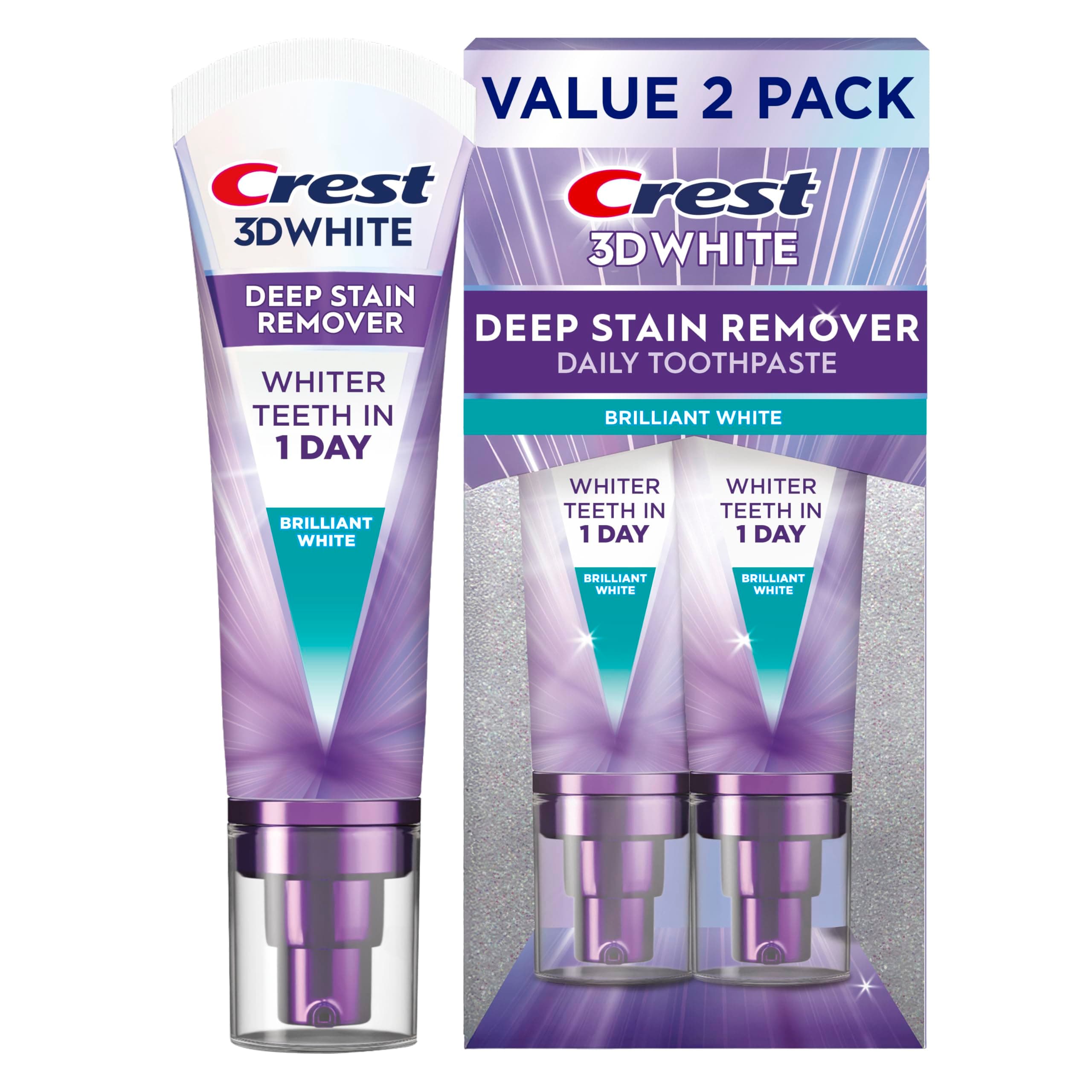 Crest 3DWhite Brilliance Deep Stain Remover Brilliant White Toothpaste - 3.1oz/2pk