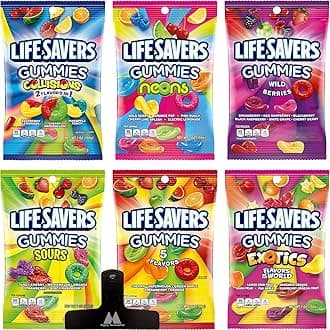 Lifesavers Gummies Bulk Variety Pack | 7 oz Bags (Pack of 6) | Collisions, Neons, Wild Berries, Sours, 5 Flavors, Exotics | Mighty Merchandise Gift