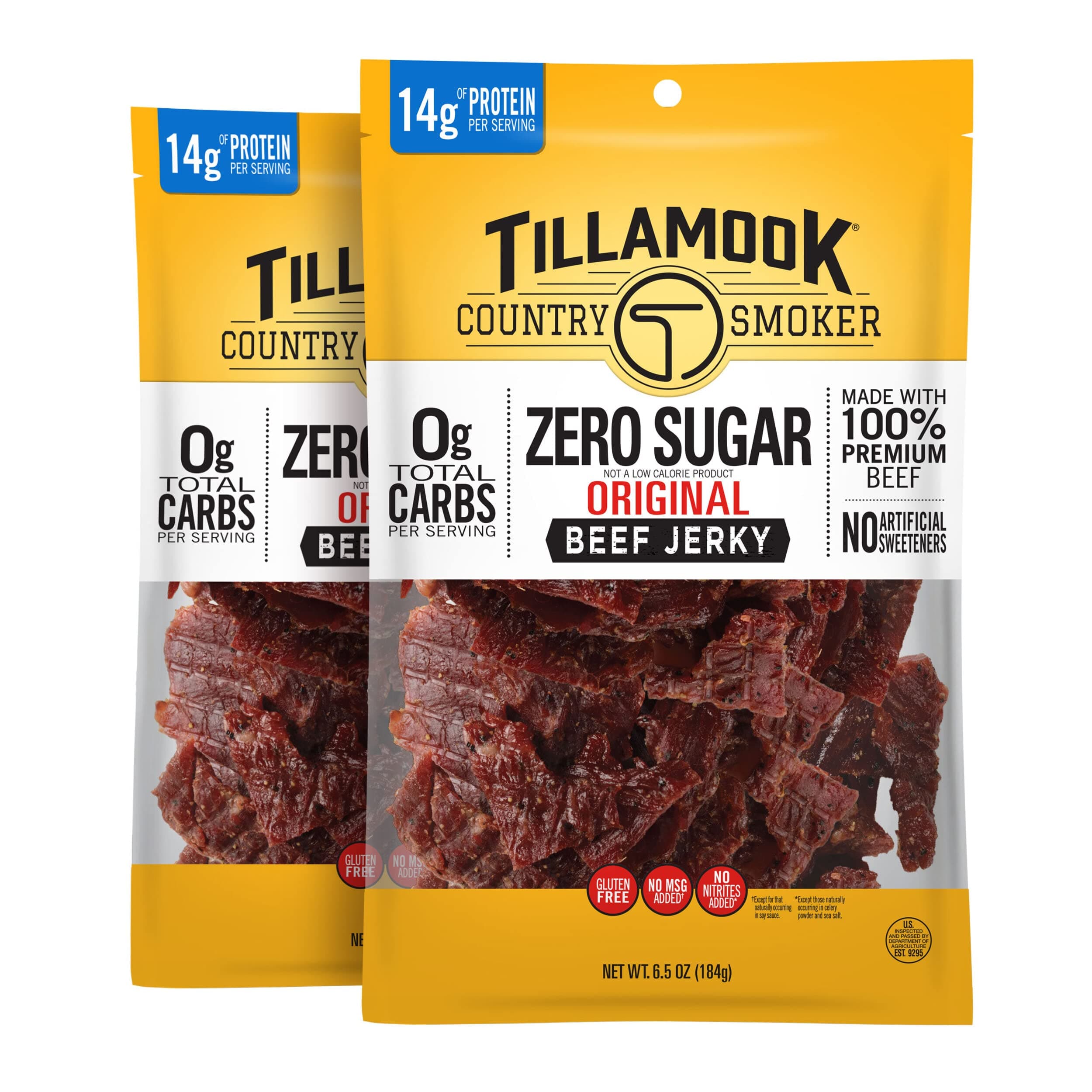 Zero Sugar Original Keto Friendly Beef Jerky, 6.5 Ounce (Pack of 2)