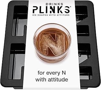 DRINKSPLINKS Silicone Ice Cube Tray with Large Letter N - Monogram Shaped Ice Cube Mold for Freezing, Baking & Crafting - Personalized Ice Cube Molds for Cocktails & Whiskey with Custom Letters