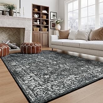 Lahome Margot 5x7 Washable Black Area Rugs for Living Room, Non Slip Bedroom Rug, Stain Resistant Floor Dining Room Carpet for Office Entrance Decor