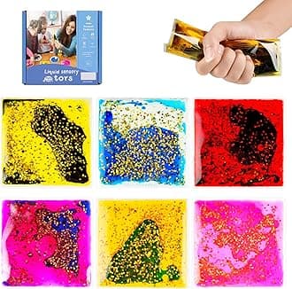 Sensory Soft Gel Liquid Toys: Water Sensory Fidget Toys Square Sensory Toys for Autistic Children 6-Pack