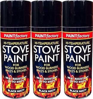 400ML Ultra High Temperature Heat Resistant Matt Black Metal, Wood, Plastic, Ceramic Aerosol Spray Paint Cans for BBQ Grill Stove Engine Exhaust (3)