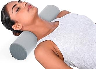 FOVERA Cervical Neck Roll Pillow for Neck Pain Relief - Memory Foam Neck Pillow for Bed | Round Neck Pillows for Sleeping | Bolster Pillow for Bed, Legs and Back (Grey) (Standard)