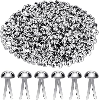 Hotop 500 Pcs Brads for Paper Crafts Metal Round Brass Paper Fasteners for Craft Art Crafting School DIY Supplies(0.3 x 0.6 Inch,Silver)