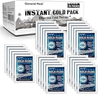 Instant Cold Pack (4”x 5.5”) – Set of 25 Disposable Cold Therapy Ice Packs for Pain Relief, Swelling, Inflammation, Sprains, Strained Muscles, Toothache – for Athletes & Outdoor Activities